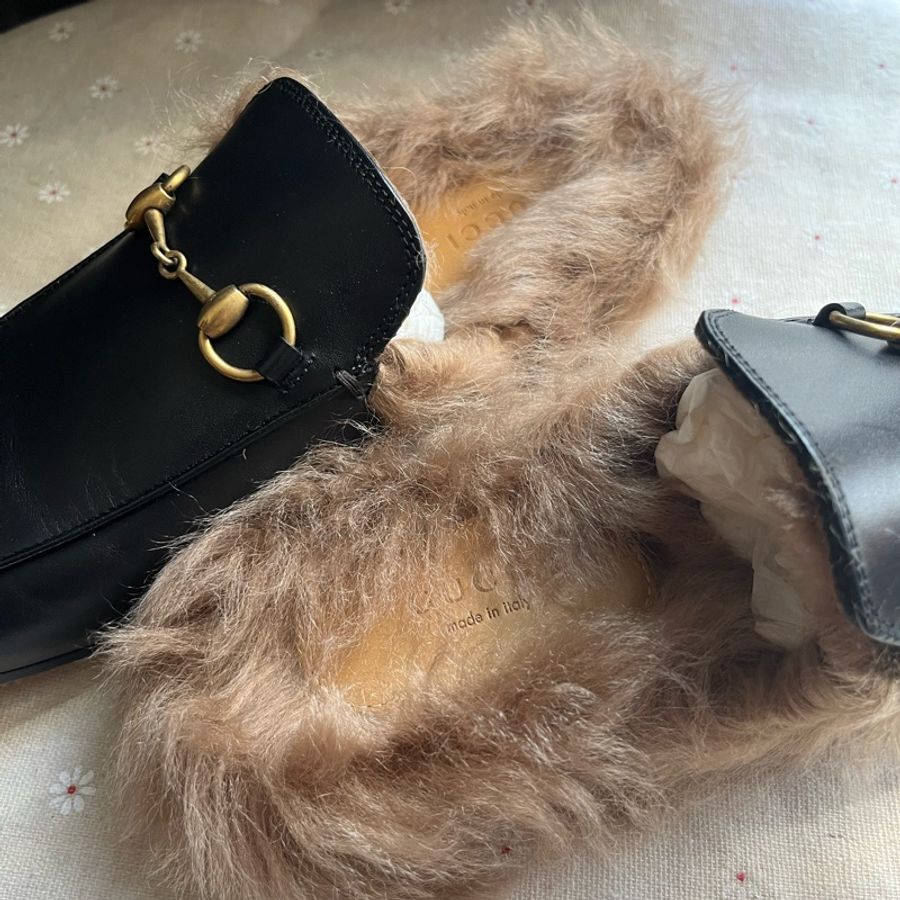 Gucci 毛毛懶人拖 全新 女鞋37-4