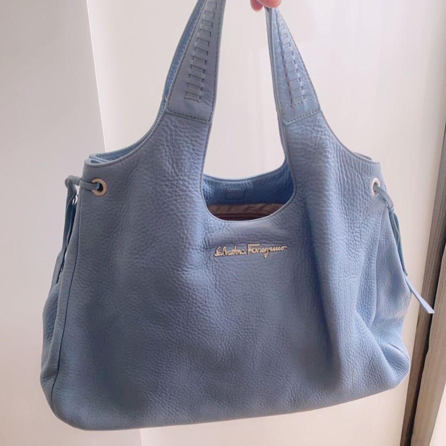 Salvatore Ferragamo嬰兒藍手提側背包-0