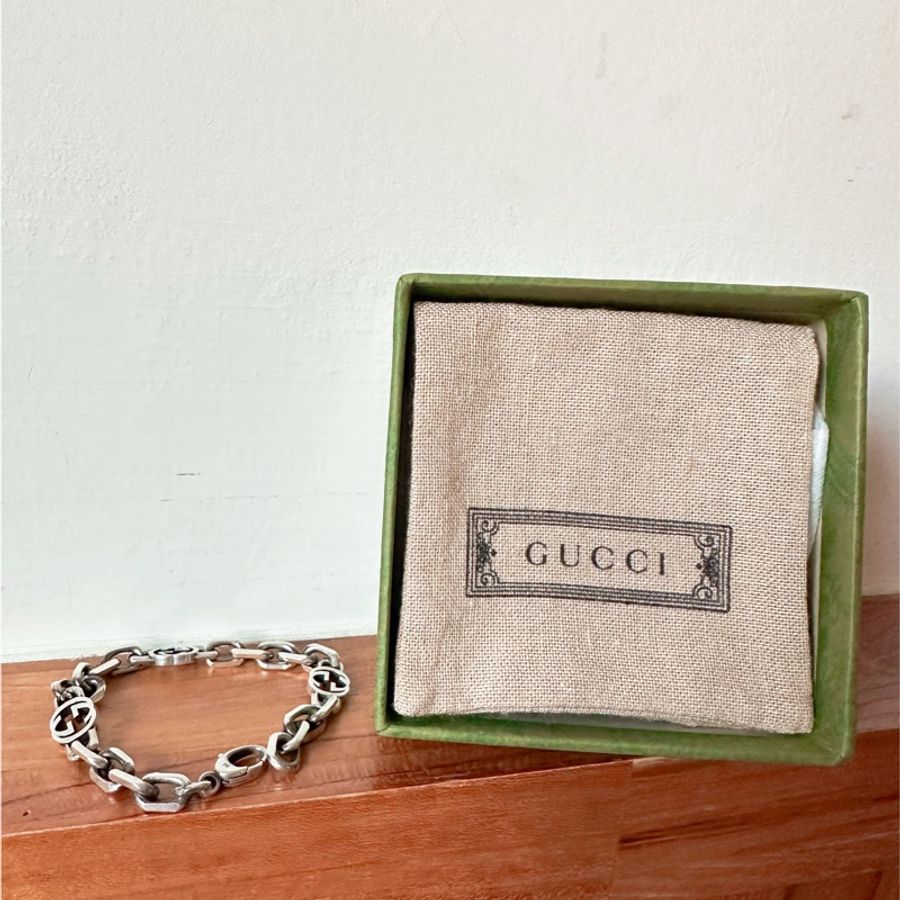 Gucci經典雙G復古純銀手鍊-0