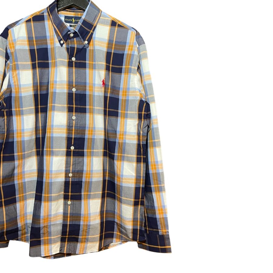 (全新品)顛復古⚡️Polo Ralph Lauren 格紋紅馬長袖襯衫❤️男女皆可F0304001-3