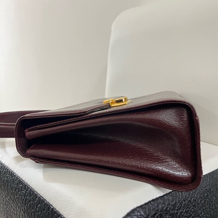 Gucci Vintage 酒紅色手提包-4