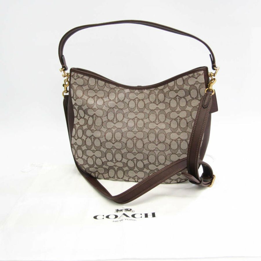 【日本直送】Coach Signature Soft Tabby Hobo C6659 女式皮革帆佈單肩包手提包深棕色-9