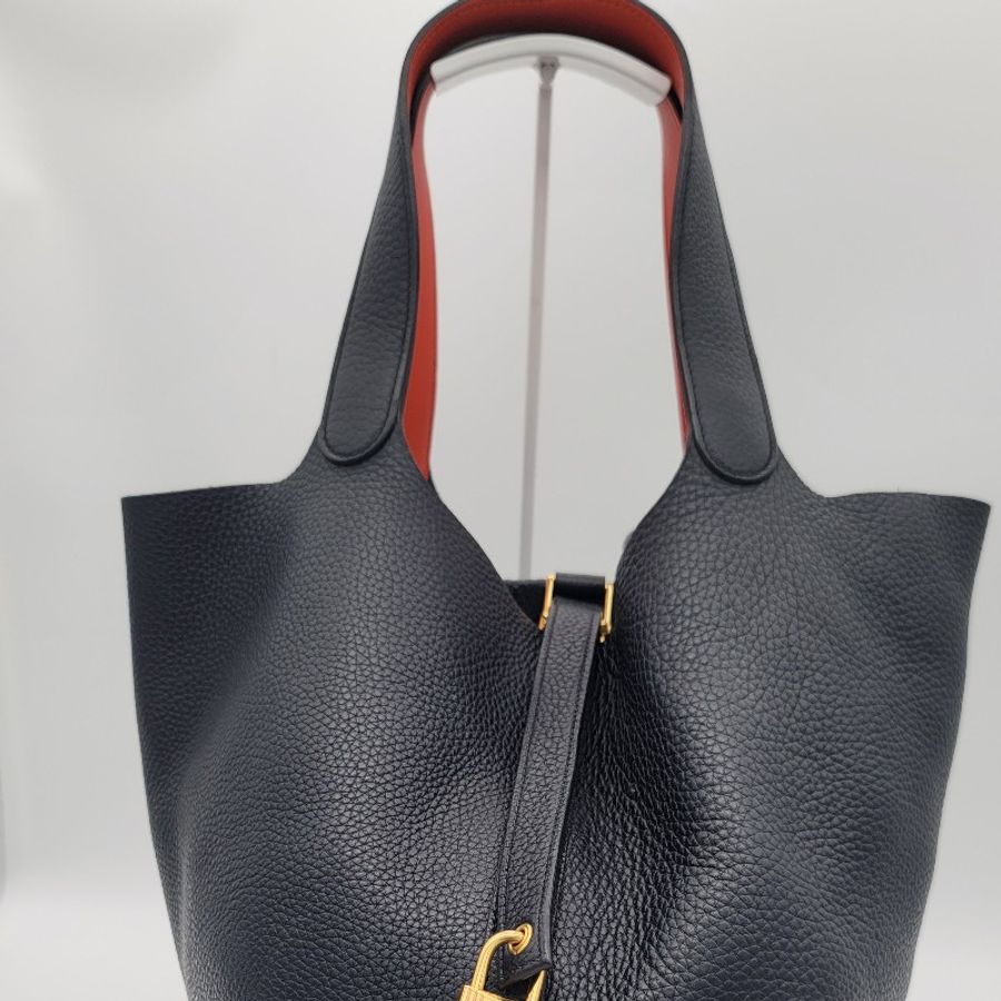 【Hermes 愛馬仕】Picotin Lock GM 26cm 牛皮深藍金扣鎖頭桶包 (菜籃子)-1