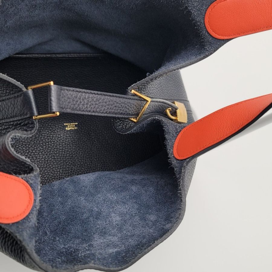 【Hermes 愛馬仕】Picotin Lock GM 26cm 牛皮深藍金扣鎖頭桶包 (菜籃子)-10