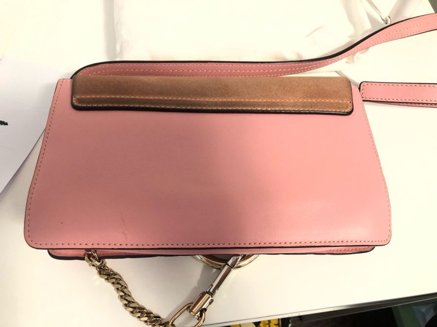 CHLOE Faye Small leather and suede shoulder bag 粉-6