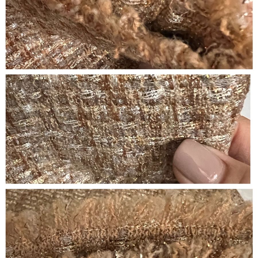 🍒Chanel 金銀咖啡色系重毛呢裙 size:42 / 2F230311-1-4