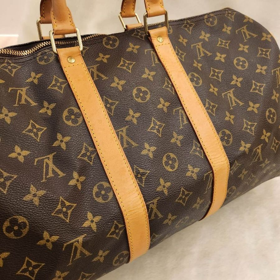 Jill客人下訂🎀👜曼蒂二手精品👜🎀 LV老花經典行李袋45公分 keepall45 LV旅行袋-8