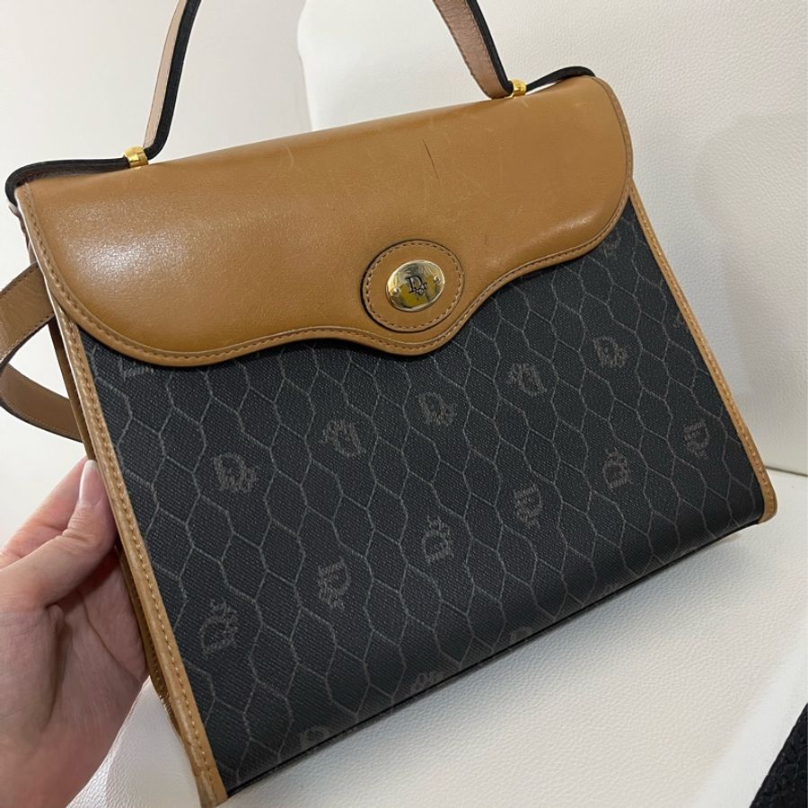 🔥 出清 Dior Vintage 雙色蜂巢學院包 🔥-18