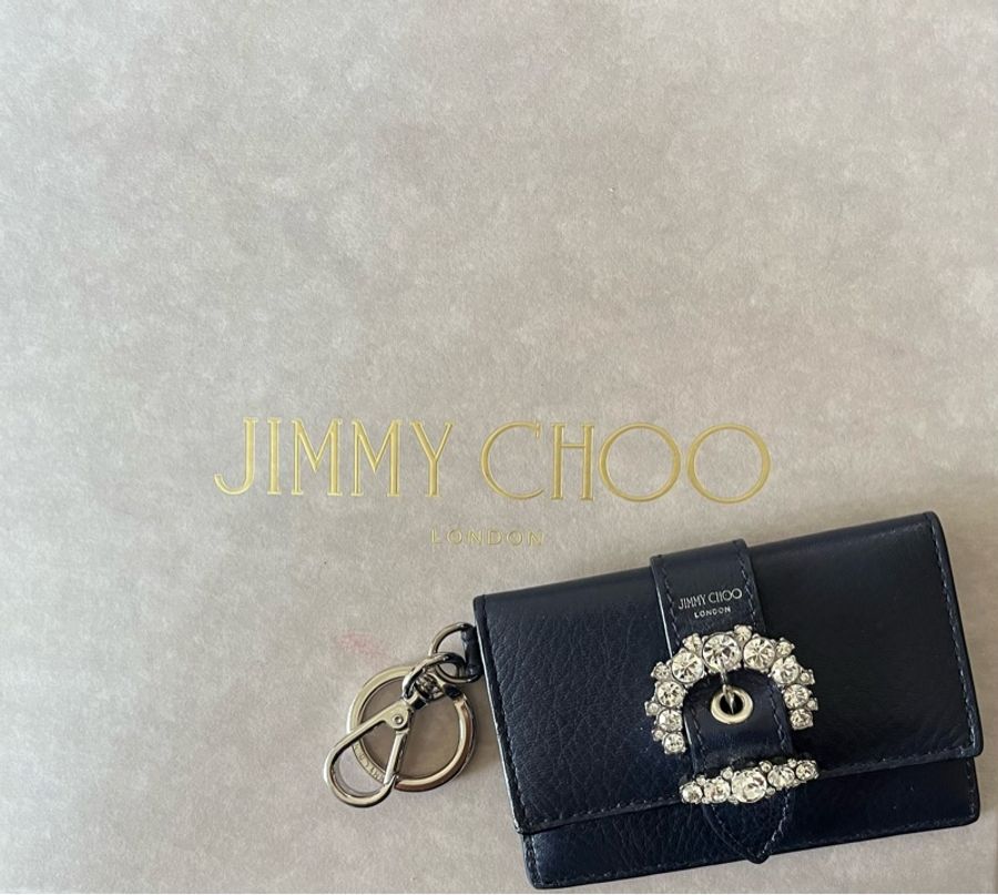 週末限時happy hour- Jimmy Choo 少見水鑽卡包銀色扣環包-0