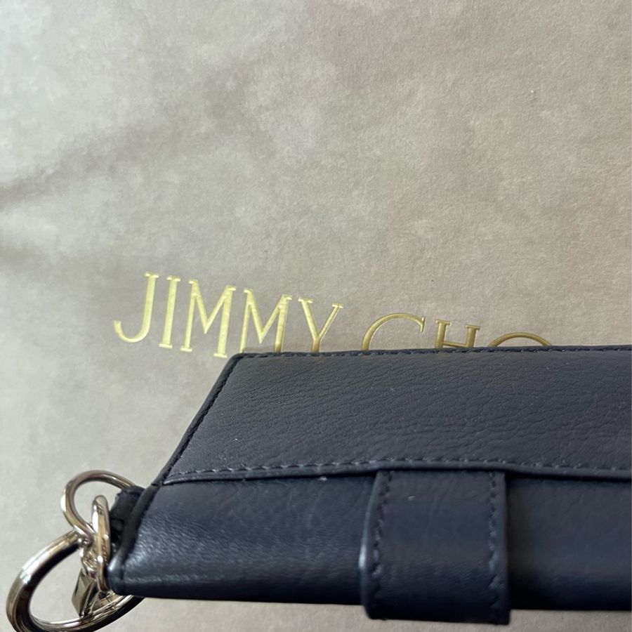週末限時happy hour- Jimmy Choo 少見水鑽卡包銀色扣環包-7