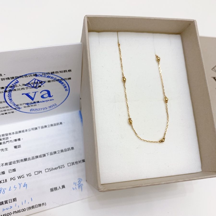 全新 VA Vendome Aoyama 10K黃金小金球手鍊 貴族輕珠寶-2