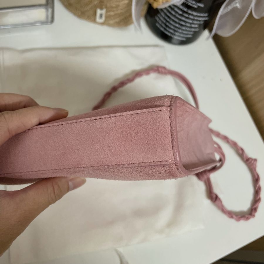 Jil sander 粉色麂皮纏結小號手袋 二手近新-6