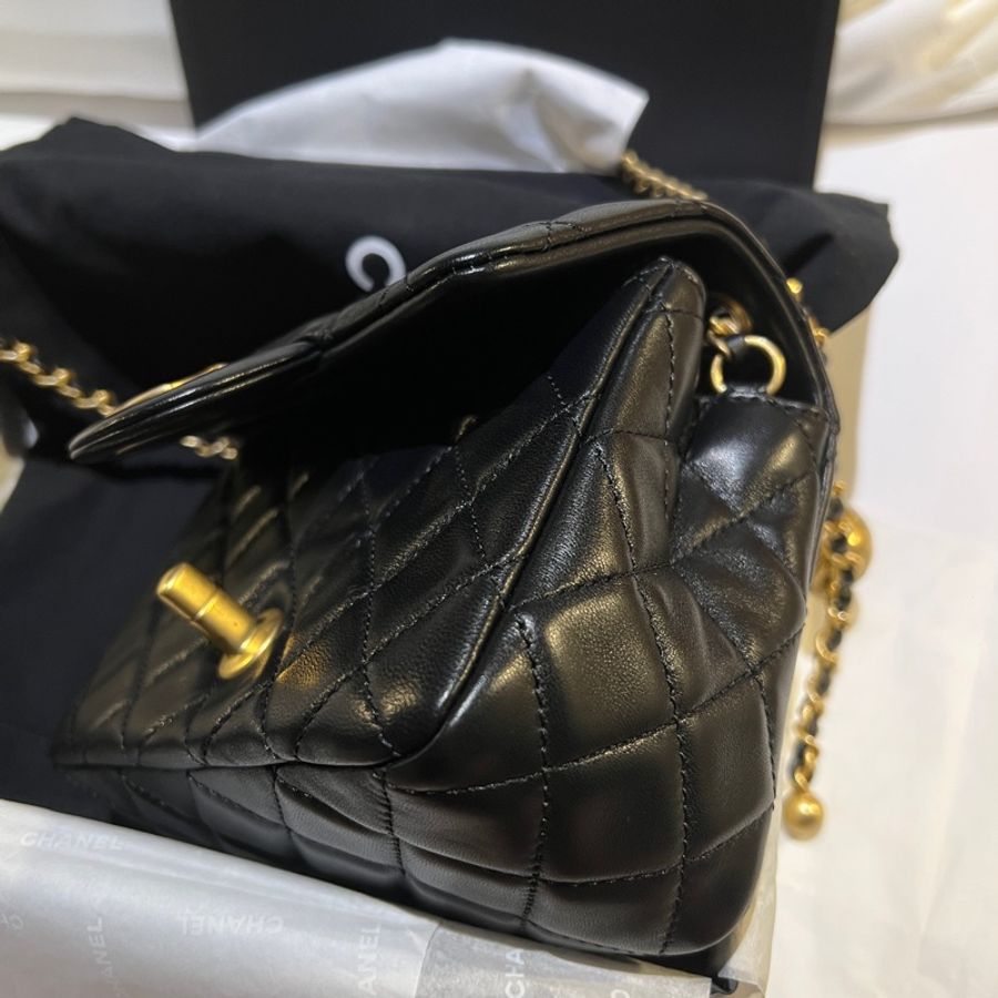Chanel 金球小方胖 晶片款 全新全配 購證正本 限量黑緞帶 稀有釋出-2