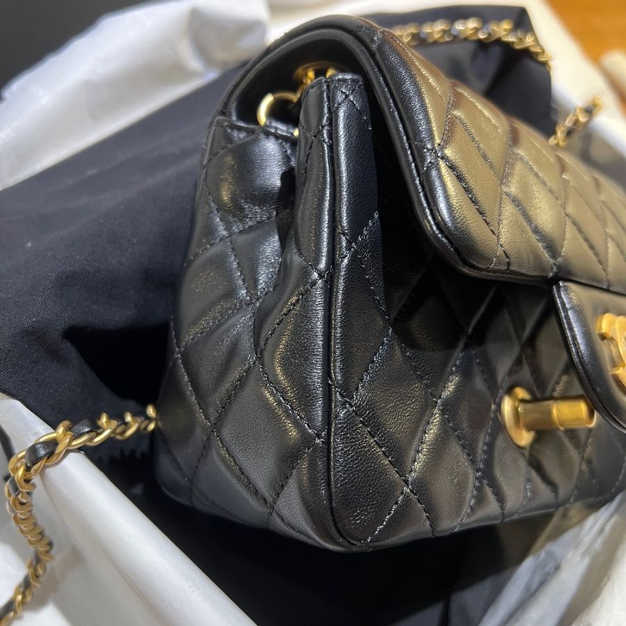 Chanel 金球小方胖 晶片款 全新全配 購證正本 限量黑緞帶 稀有釋出-3