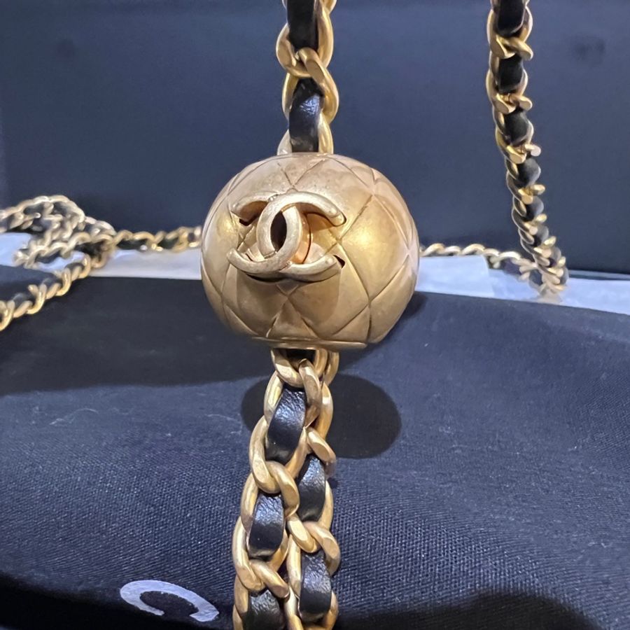 Chanel 金球小方胖 晶片款 全新全配 購證正本 限量黑緞帶 稀有釋出-11