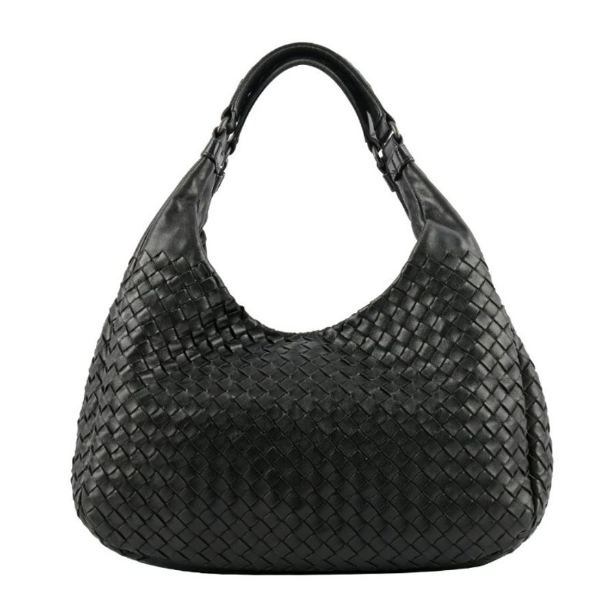 BOTTEGA VENETA Campana 小羊皮編織雙把小款手提包(黑色)-2