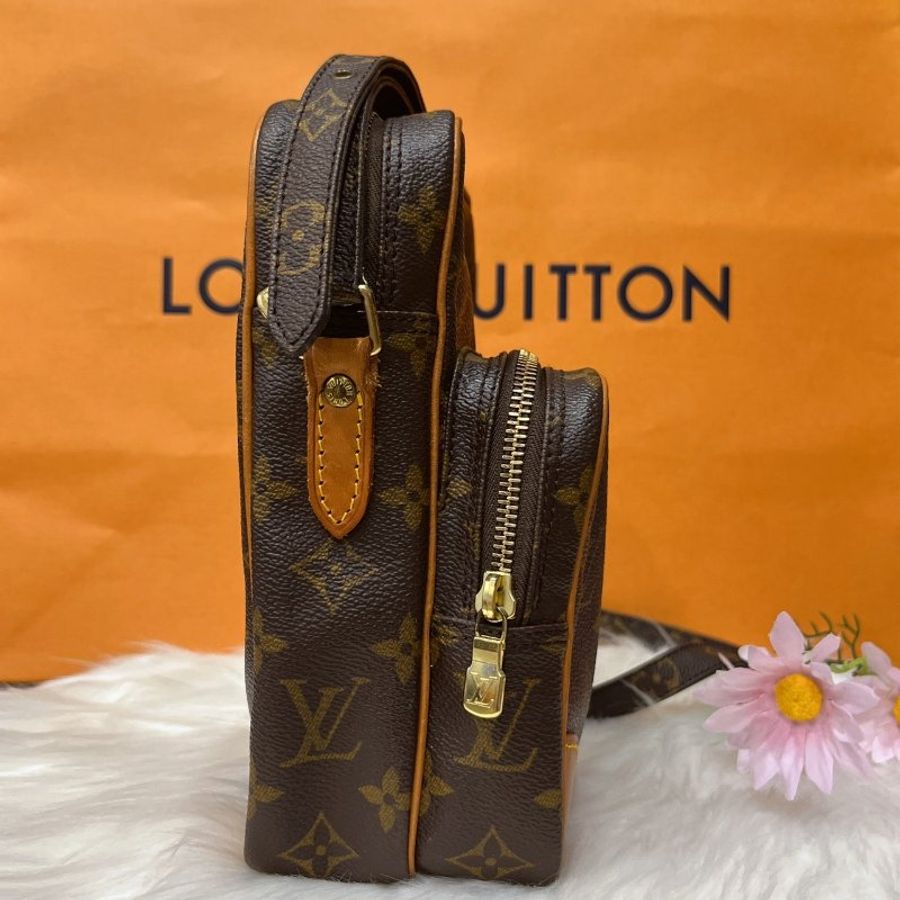 LV 老花字紋 VINTAGE 直立式 日字子母航空包 斜背包/肩背包-7