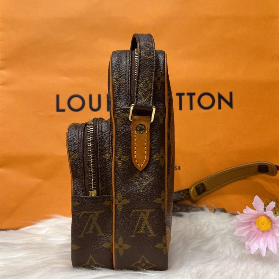 LV 老花字紋 VINTAGE 直立式 日字子母航空包 斜背包/肩背包-8