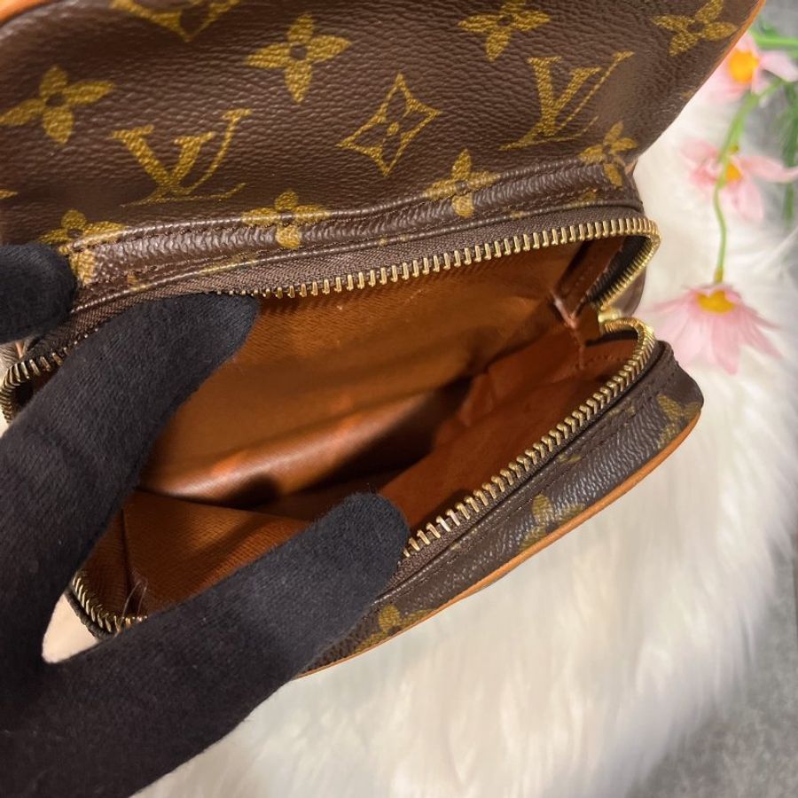 LV 老花字紋 VINTAGE 直立式 日字子母航空包 斜背包/肩背包-11