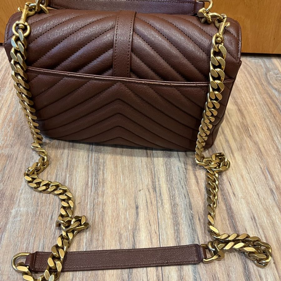 YSL medium college 中號學院包 深焦糖色-1