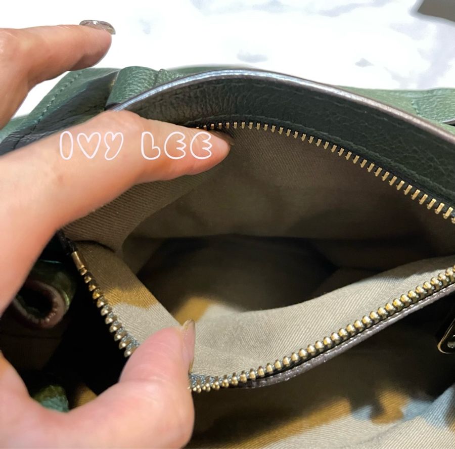 CHLOE 兩用包 斜背包 手提包 質感墨綠色 金屬旋轉扣 二手精品-3