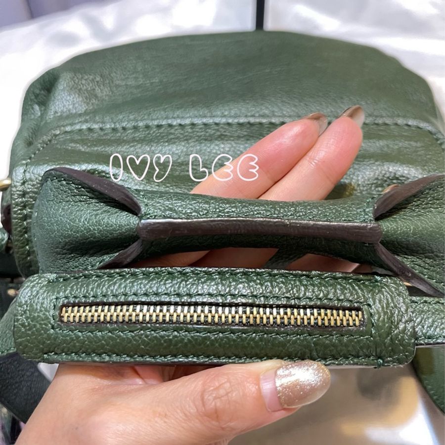 CHLOE 兩用包 斜背包 手提包 質感墨綠色 金屬旋轉扣 二手精品-4