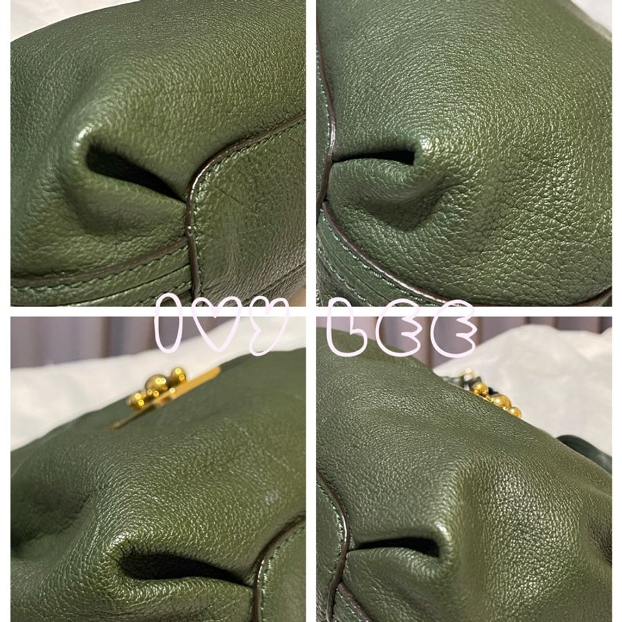 CHLOE 兩用包 斜背包 手提包 質感墨綠色 金屬旋轉扣 二手精品-5