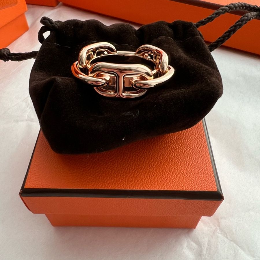 Hermès 全新豬鼻絲巾釦玫瑰金-1