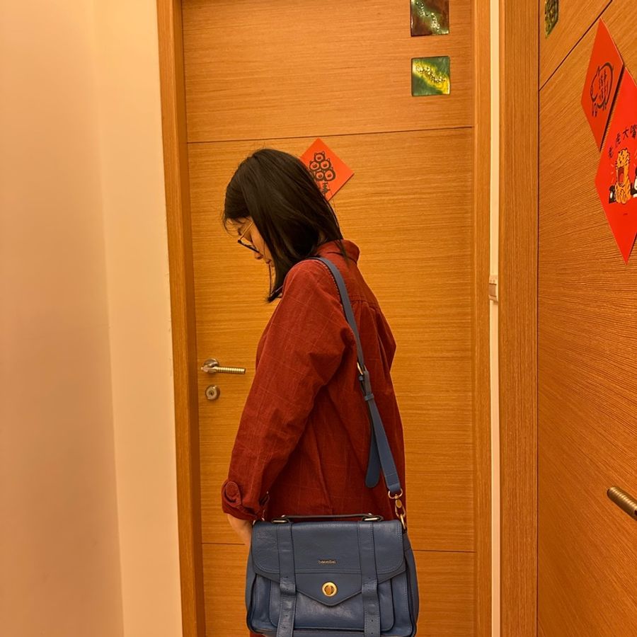borsalini 寶莎禮妮  牛津劍橋包 寶藍色 二手-3