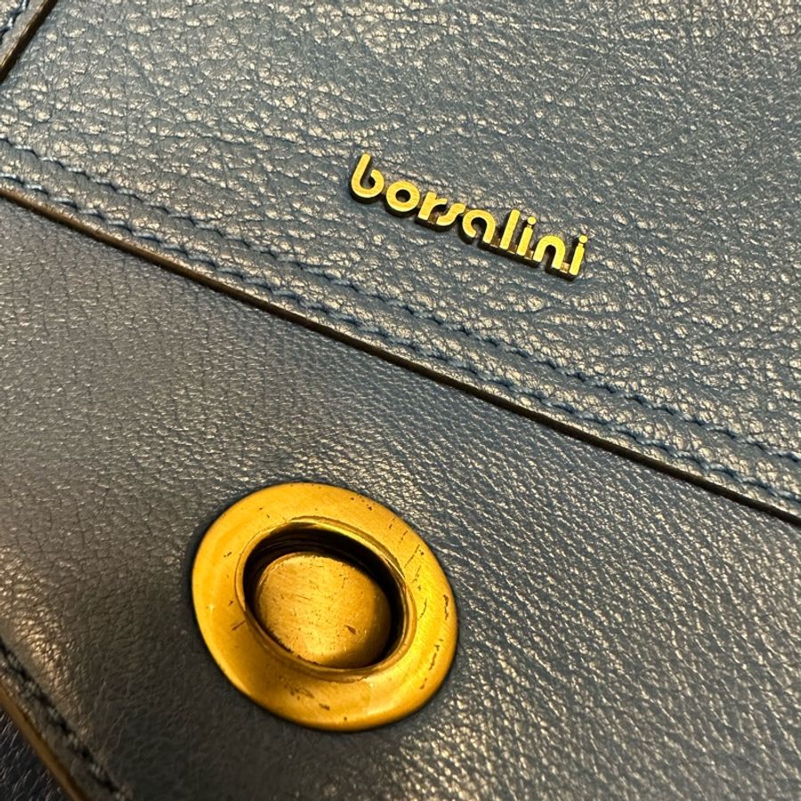borsalini 寶莎禮妮  牛津劍橋包 寶藍色 二手-8