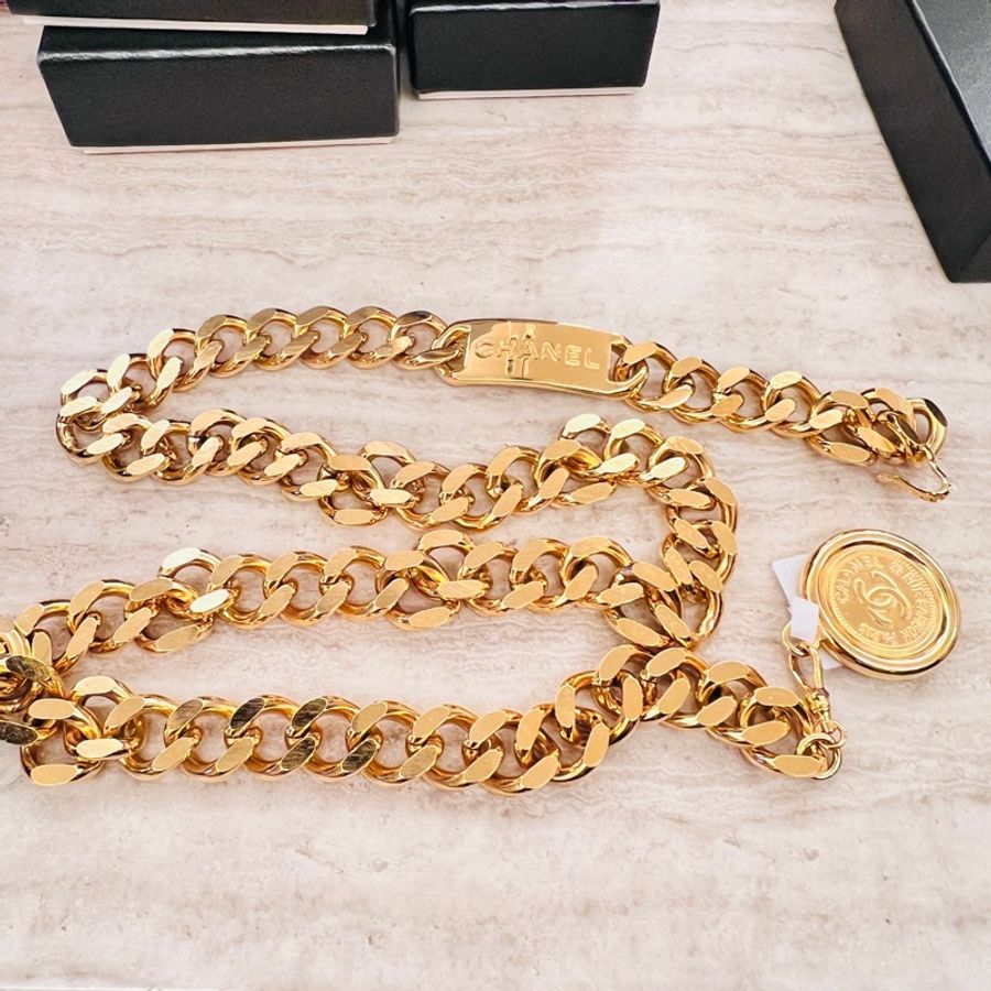 Chanel vintage 24k絕版腰鍊、項鍊、附原廠盒-8