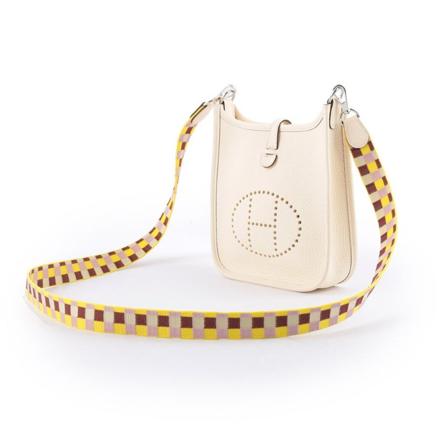 HERMES 銀釦 TC皮 MINI EVELYNE 16 斜背包(奶昔白)-4