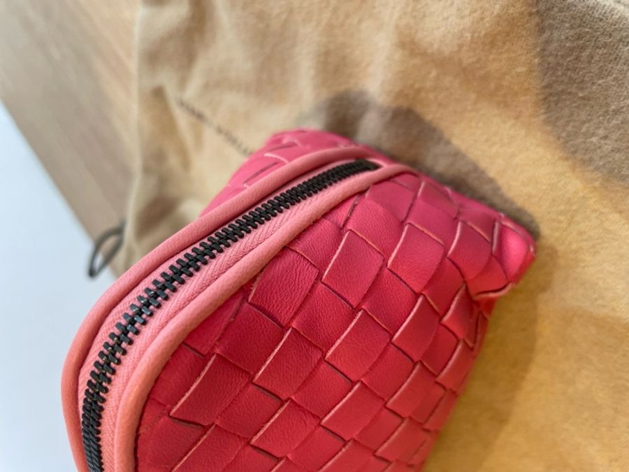 BOTTEGA VENETA 桃紅加粉色雙色手拿.化妝包-6