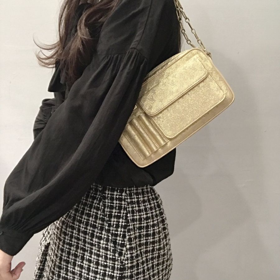 Louis Vuitton LV 金色 VINTAGE款 金鏈條 腋下包/肩背包/側肩包-13