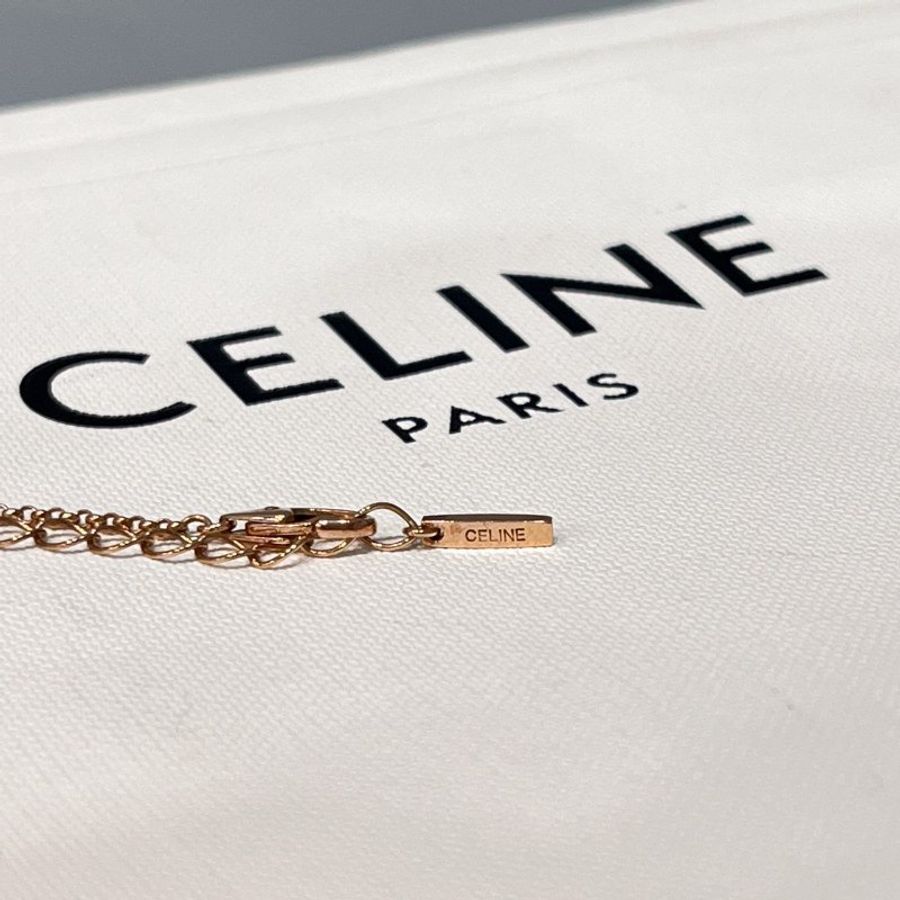 Celine 賽琳 純銀 金色圓牌 凱旋門LOGO 造型項鍊/飾品-5