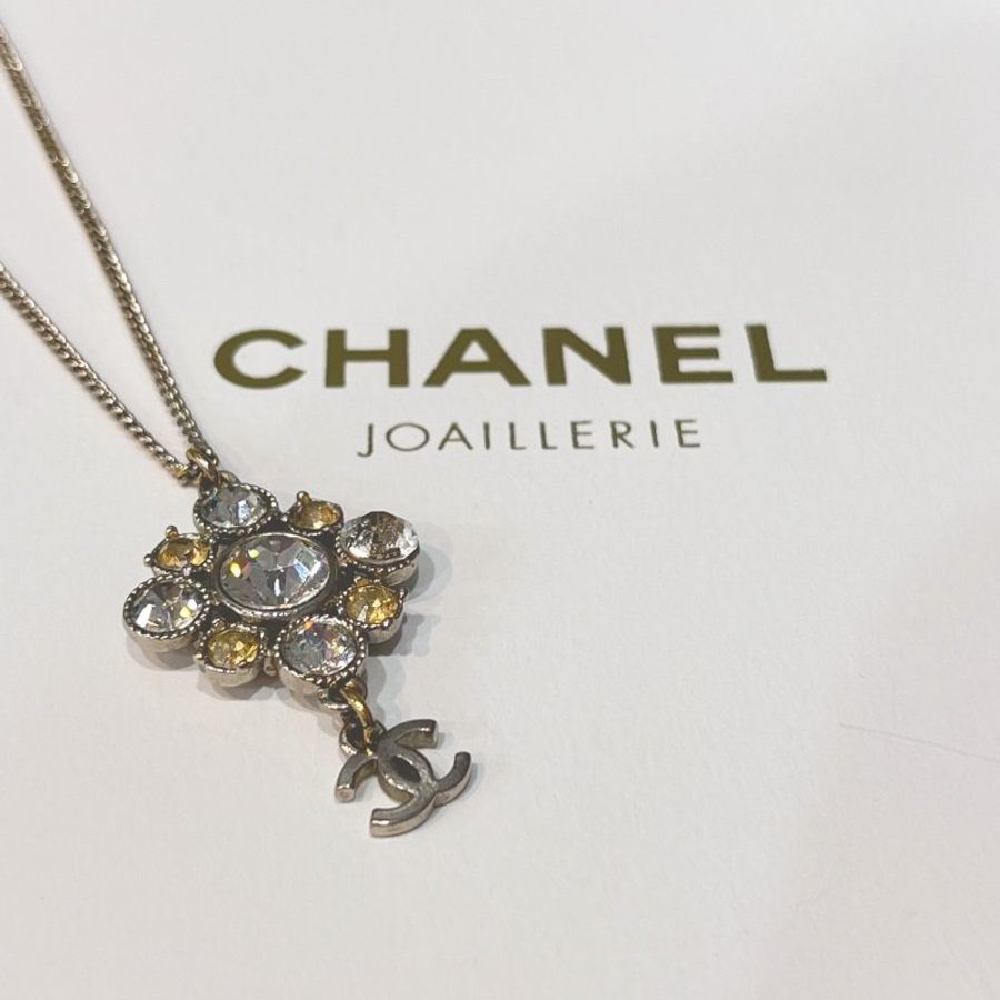 CHANEL 香奈兒 菱形 水鑽造型 垂墜雙C項鍊/飾品-1