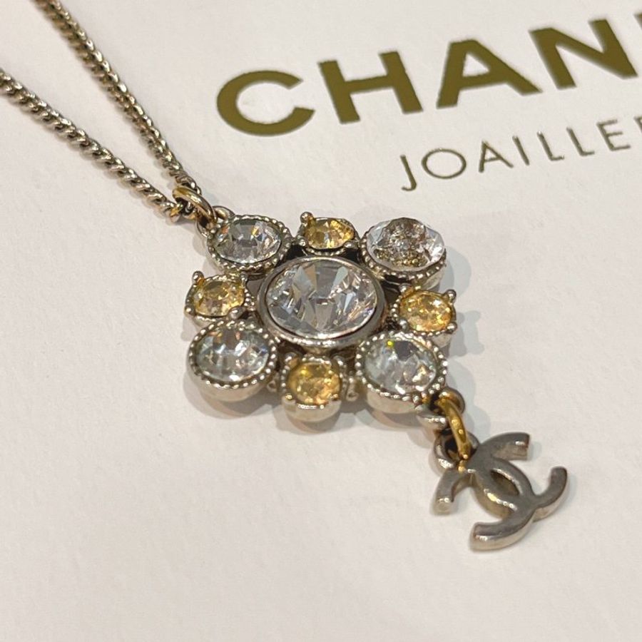 CHANEL 香奈兒 菱形 水鑽造型 垂墜雙C項鍊/飾品-2