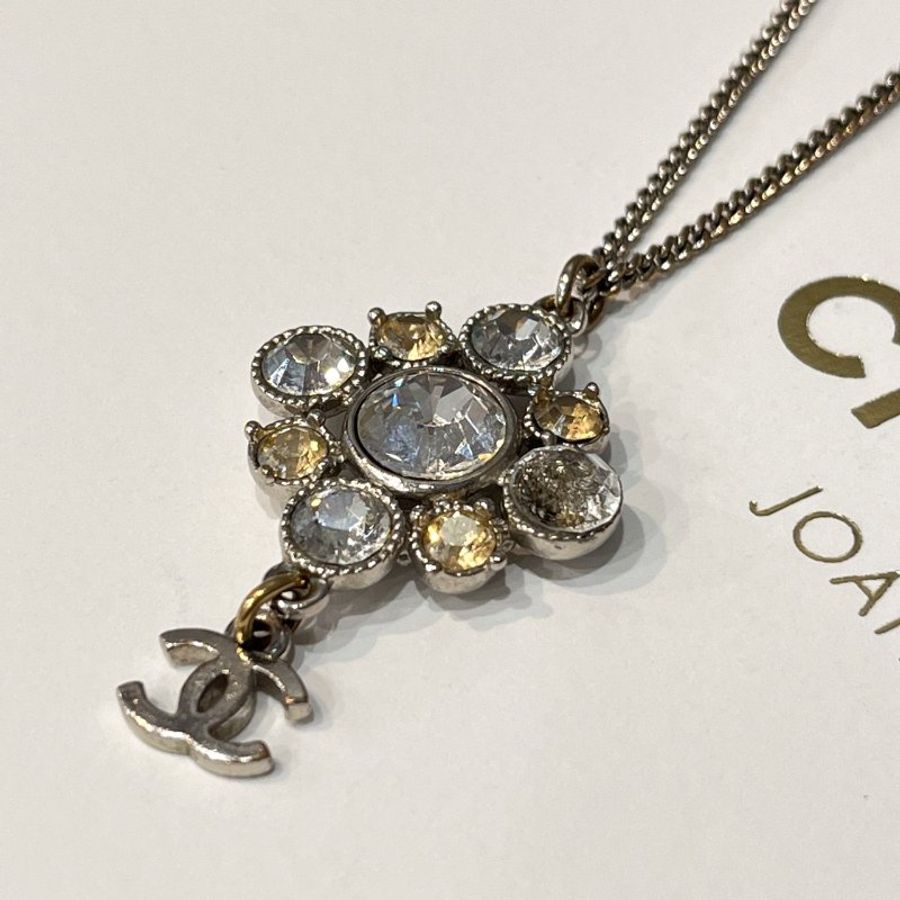 CHANEL 香奈兒 菱形 水鑽造型 垂墜雙C項鍊/飾品-3