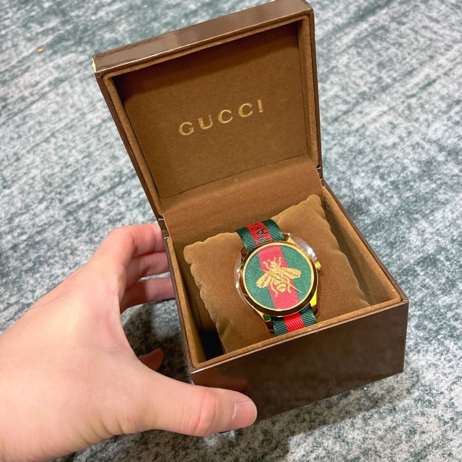 全新 GUCCI 古馳 G-Timeless 蜜蜂刺繡 腕錶 手錶 石英 38mm-1