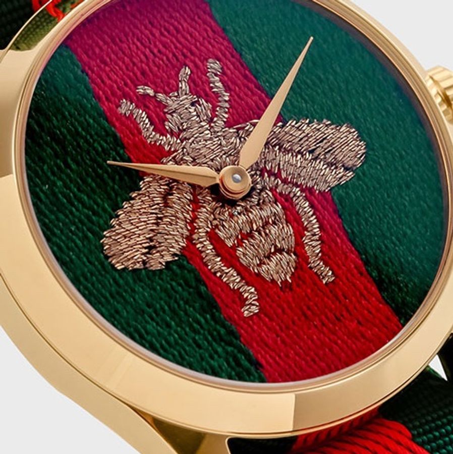 全新 GUCCI 古馳 G-Timeless 蜜蜂刺繡 腕錶 手錶 石英 38mm-6