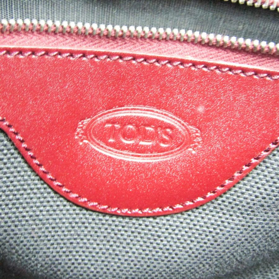【日本直送】Tod's 酒紅色女士皮革單肩包、托特包酒紅色-9