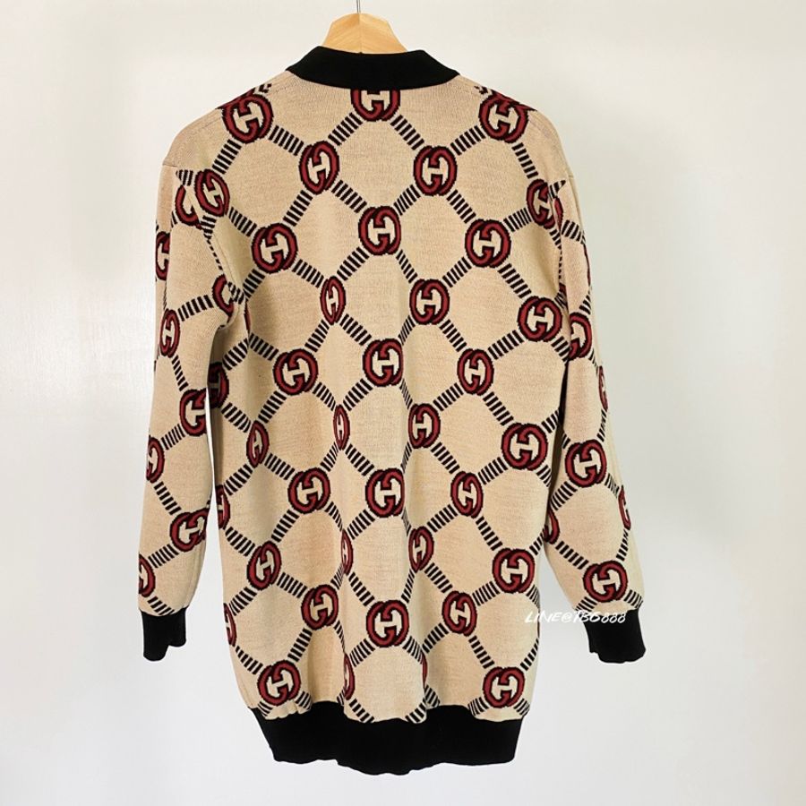 Gucci 提花logo兩穿針織羊毛衫-5