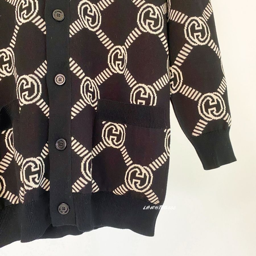 Gucci 提花logo兩穿針織羊毛衫-7