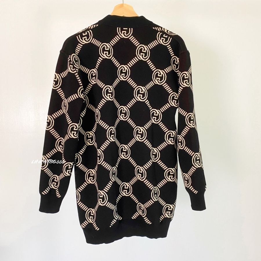 Gucci 提花logo兩穿針織羊毛衫-10