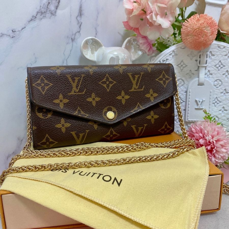 LV M60531 經典Sarah金釦信封長夾 附鏈條改造組woc背-0