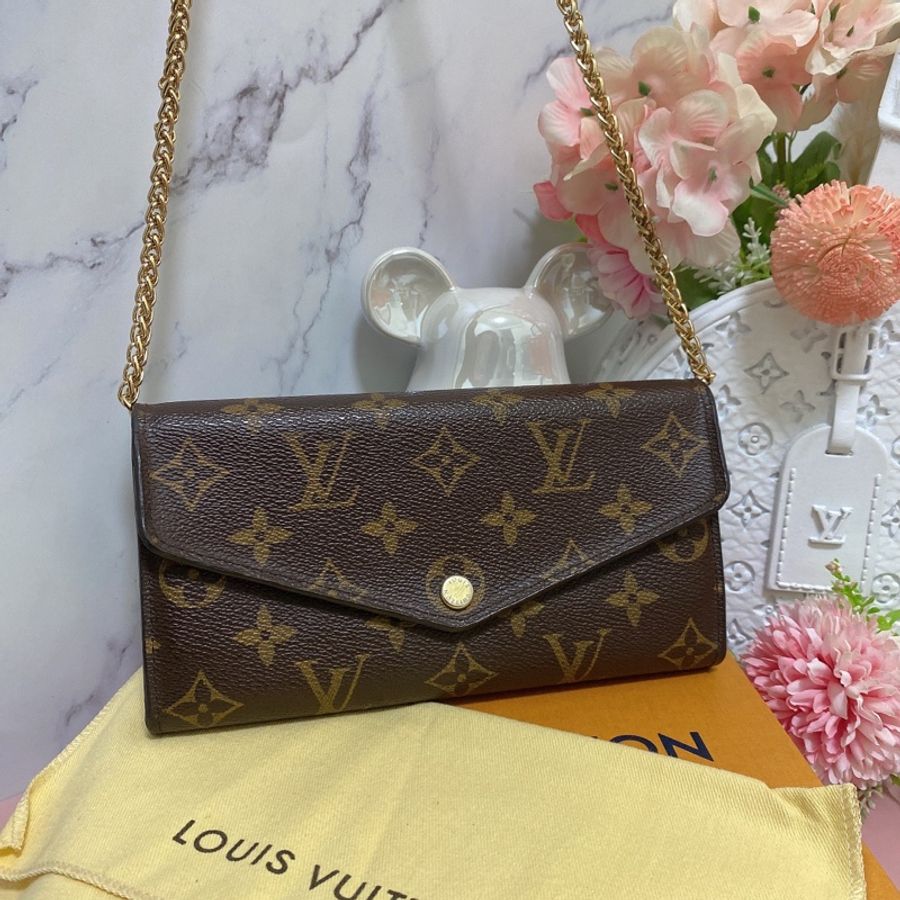 LV M60531 經典Sarah金釦信封長夾 附鏈條改造組woc背-1