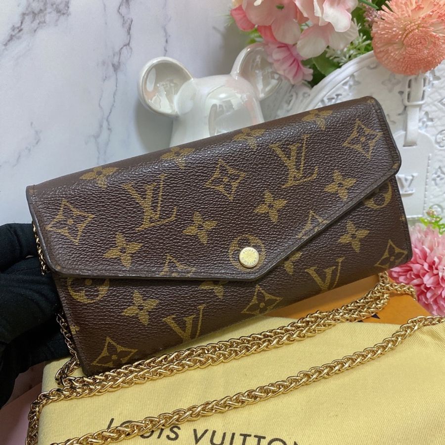 LV M60531 經典Sarah金釦信封長夾 附鏈條改造組woc背-3