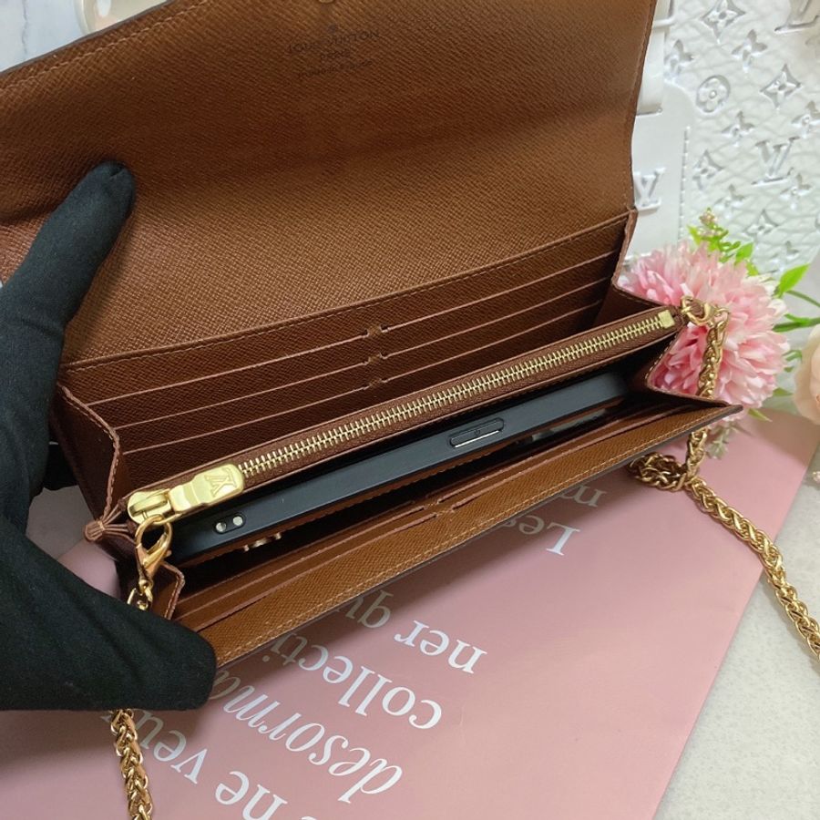 LV M60531 經典Sarah金釦信封長夾 附鏈條改造組woc背-4