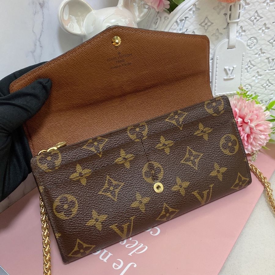 LV M60531 經典Sarah金釦信封長夾 附鏈條改造組woc背-5