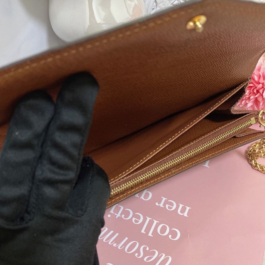 LV M60531 經典Sarah金釦信封長夾 附鏈條改造組woc背-9
